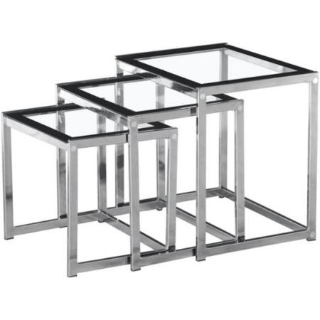 GRADE A2 - Seconique Henley Nest of Tables in Glass and Black