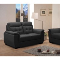 Furniture Link Hugo Leather Faced 2 Seater Sofa in Black