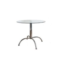 Origin Red Milano Circular Bistro Table in White Glass and Chrome