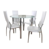 Origin Red Milano Round Dining Table in White Glass and Chrome