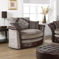Lebus Geneva High Back Swivel Love Chair in Pisa Coffee
