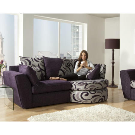 Lebus Gina Scatter Back Chaise Sofa in Purple