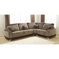 Lebus Oslo High Back Large Corner Sofa in Coffee and Brown