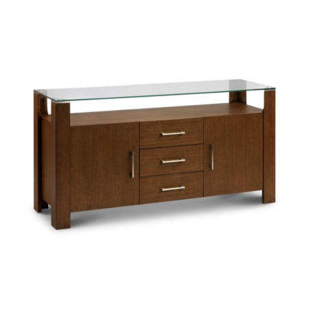 Julian Bowen Mistral Glass Top Sideboard in Walnut