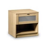 Julian Bowen Strada 1 Drawer Bedside Table in Light Oak and Grey