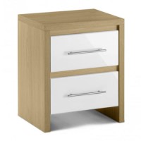 Julian Bowen Stockholm 2 Drawer Bedside Table in Light Oak and White