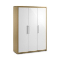 Julian Bowen Stockholm 3 Door Wardrobe in Light Oak and White