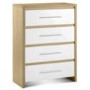 Julian Bowen Stockholm 4 Drawer Chest in Oak and White High Gloss