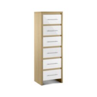 Julian Bowen Stockholm 6 Drawer Narrow Chest in Light Oak and White