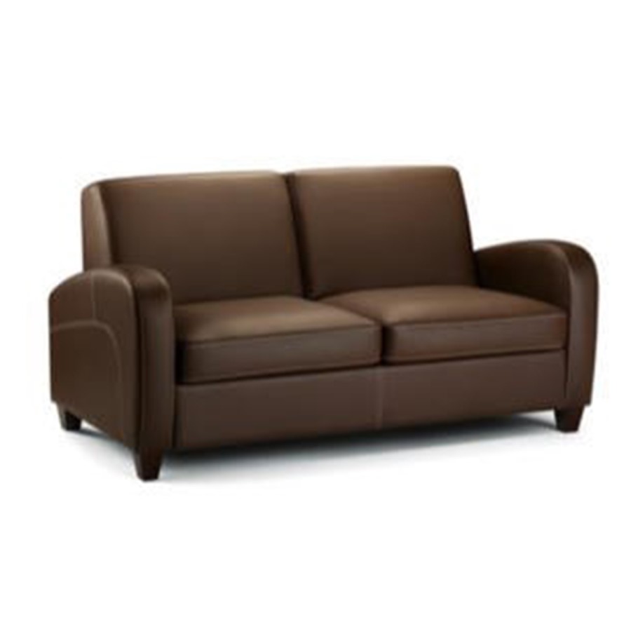 Pull-Out Sofa Bed in Brown Faux Leather - Julian Bowen
