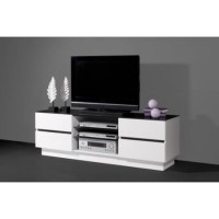 Germania Giro TV Unit in White High Gloss and Black Glass