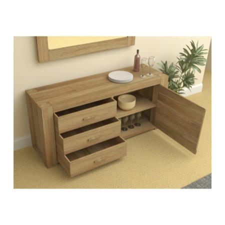 Baumhaus Atlas Solid Oak 1 Door 3 Drawer Sideboard