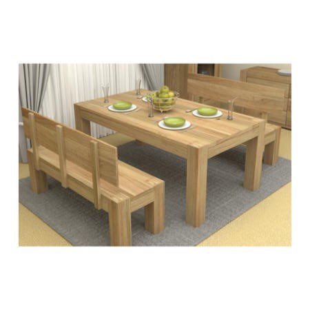 Baumhaus Atlas Solid Oak Dining Table Medium Table Furniture123