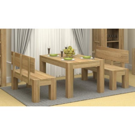Baumhaus Atlas Solid Oak Dining Table, Medium Oak Dining Room Table