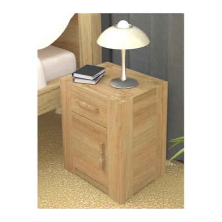 Baumhaus Atlas Solid Oak 1 Door 1 Drawer Bedside Cabinet