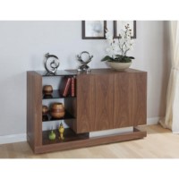 Jual Furnishings Cube Sideboard in Walnut and Black Glass