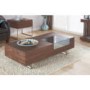 Cube Coffee Table in Walnut with Tinted Mirror Drawer