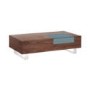 Cube Coffee Table in Walnut with Tinted Mirror Drawer