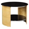 Jual Furnishings Curve Round Lamp Table in Oak and Black Glass
