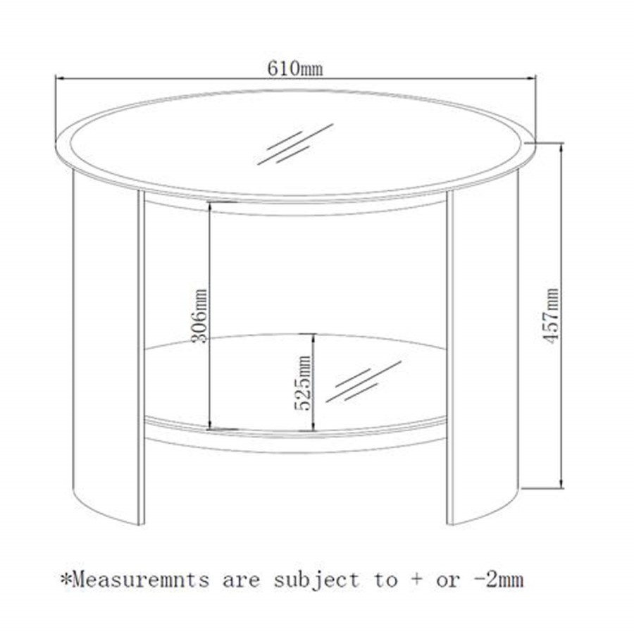 Jual Furnishings Curve Round Lamp Table in Oak and Black Glass