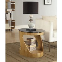 Jual Furnishings Curved Oak Oval Lamp Table 