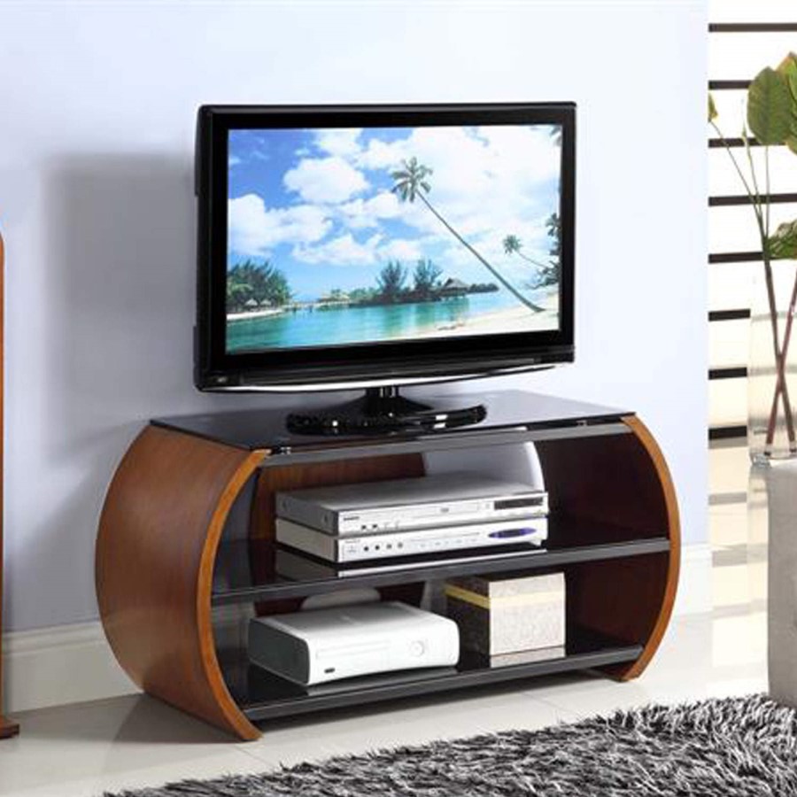Jual Furnishings Curve Walnut TV Stand