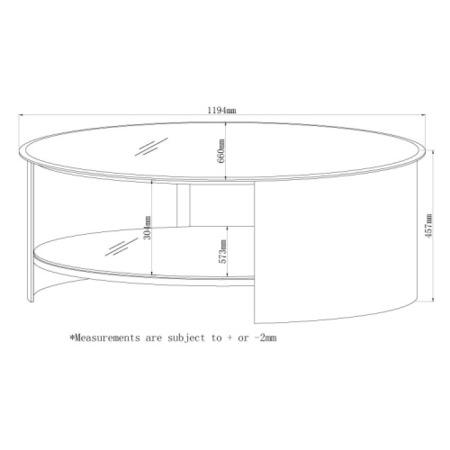 GRADE A1 - Jual Furnishings Curve Coffee Table in Walnut and Black Glass