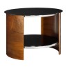 Jual Furnishings Curve Round Lamp Table in Walnut and Black Glass