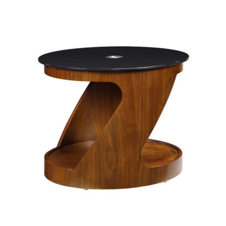 Jual Furnishings Curve Oval Lamp Table in Walnut and Black Glass