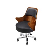 Jual Furnishings Curve Executive Chair in Walnut and Black Leather