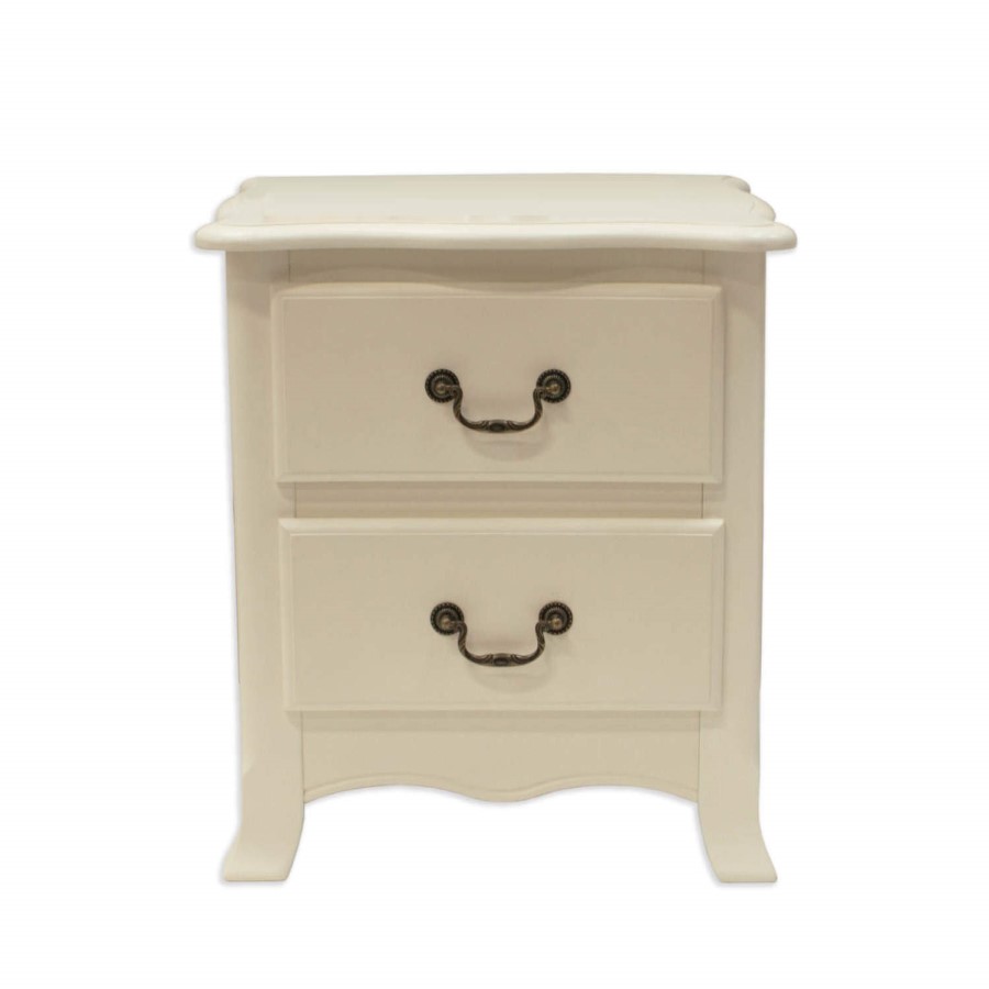 LPD Chantilly 2 Drawer Bedside Cabinet in Antique White