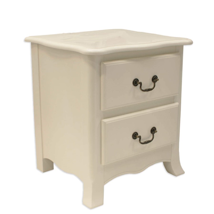 LPD Chantilly 2 Drawer Bedside Cabinet in Antique White