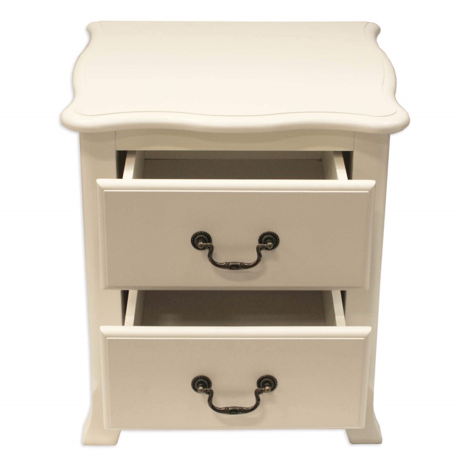 LPD Chantilly 2 Drawer Bedside Cabinet in Antique White