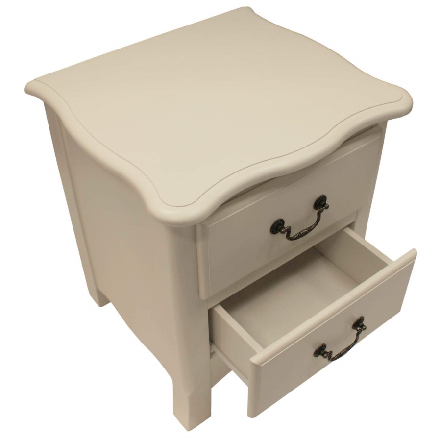 LPD Chantilly 2 Drawer Bedside Cabinet in Antique White