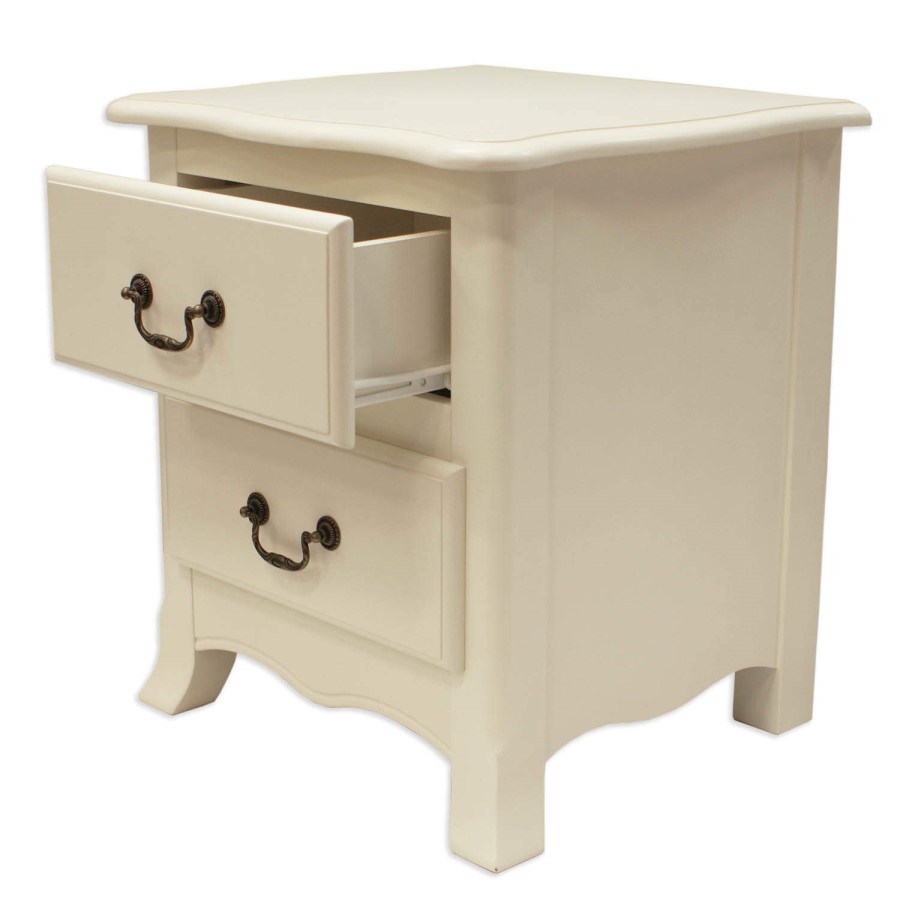 LPD Chantilly 2 Drawer Bedside Cabinet in Antique White