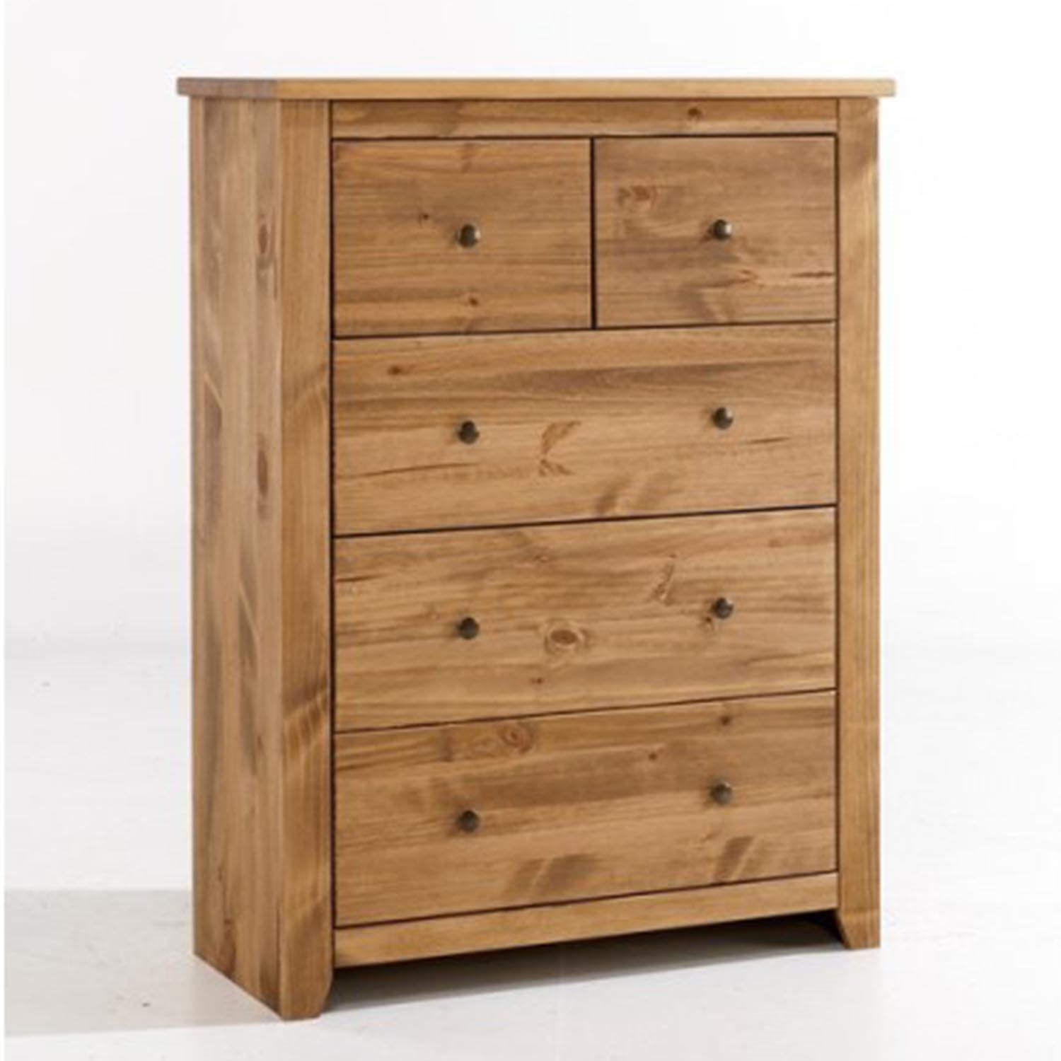 Photo of Tall solid pine chest of 5 drawers - havana - lpd