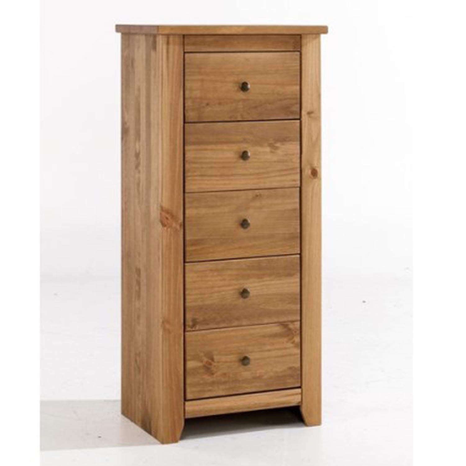 Photo of Solid pine tallboy chest of drawers - havana - lpd