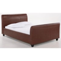 LPD Chester Bed Frame in Brown Faux Leather - double
