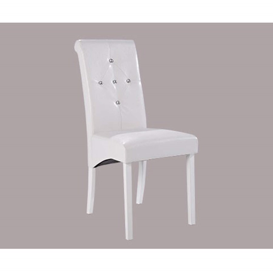 GRADE A1 - LPD Monroe Pair of Diamante Dining Chairs in White 