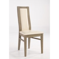 GRADE A1 - LPD Provence Durian Wood and Cream Leather Dining Chair Pair - As New