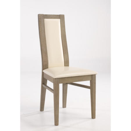GRADE A1 - LPD Provence Durian Wood and Cream Leather Dining Chair Pair - As New