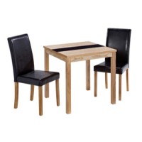 LPD Ashleigh Small Ash Veneer Dining Set with Black Chairs