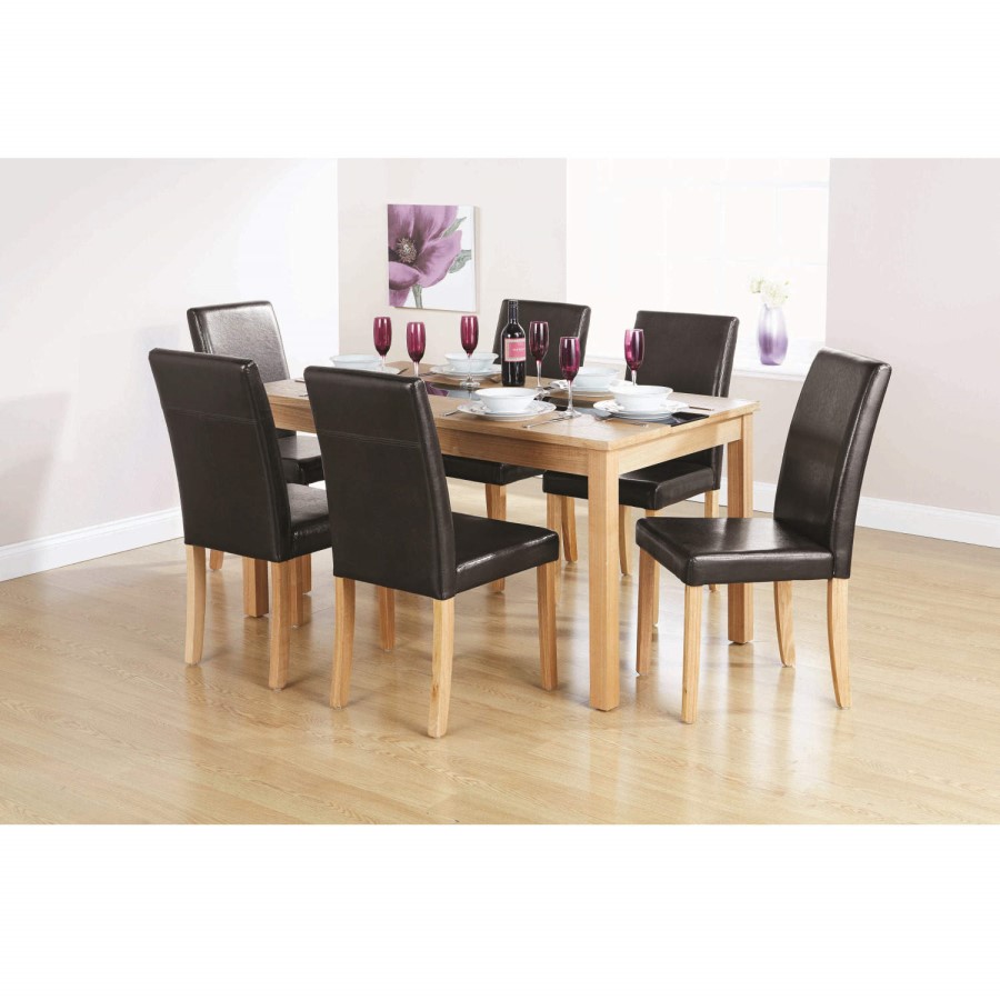 LPD Ashleigh Medium Ash Veneer Dining Set with Black Chairs