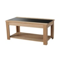 Clearance - Ashleigh Ash Veneer and Black Glass Coffee Table - Minor Cosmetic Damage