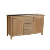 LPD Ashleigh Ash Veneer and Black Glass Sideboard