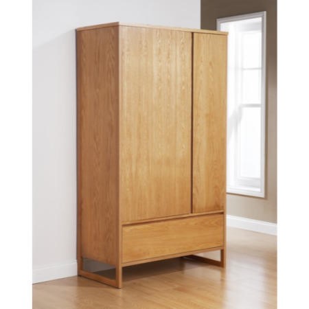 Mountrose Chloe Solid Oak 2 Door 1 Drawer Wardrobe Furniture123