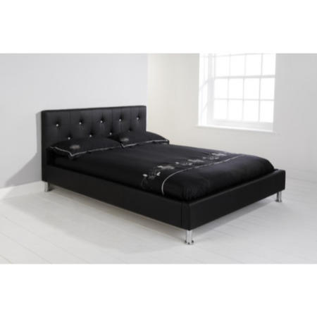 Mountrose Diamante Kingsize Bed Frame in Black Faux Leather