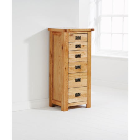 Mountrose Java Solid Oak 6 Drawer Tallboy