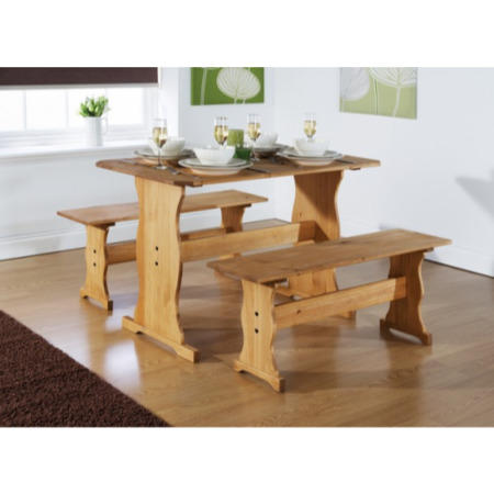Mountrose Monterrey Solid Pine Dining Bench Set