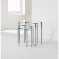 Mountrose Odyssey Nest of Tables in Clear Glass and Metal